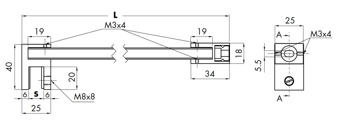 Brusestang sæt, kantet Brusestang sæt, kantet